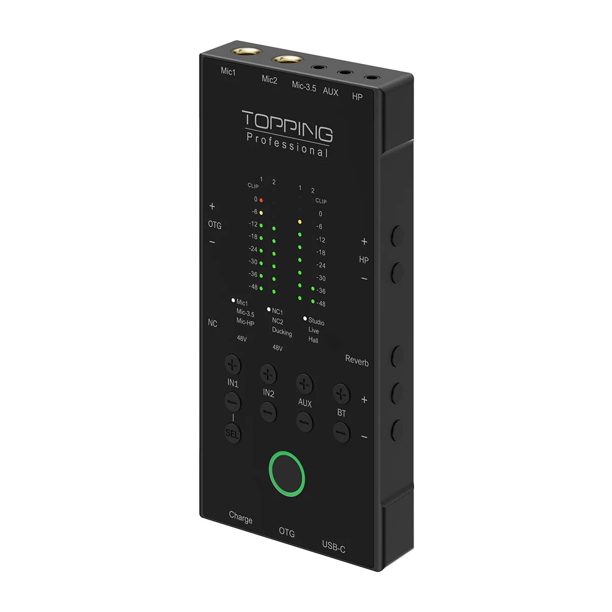 Portable Yellow Audio Interface with Dual Smartphone Input