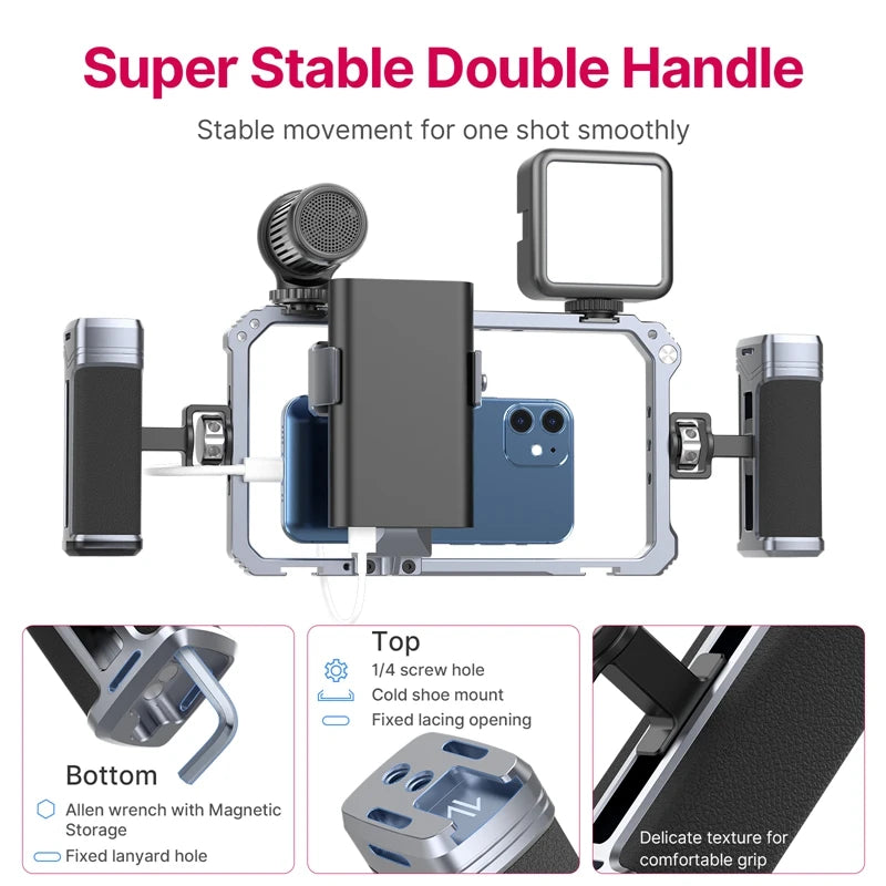 Universal Smartphone Video Rig Cage with Handgrip