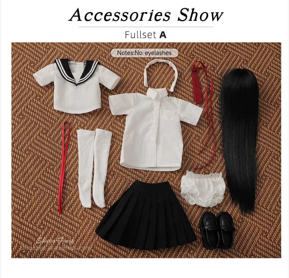 Poseable White Skin Doll Full Set No Face Up