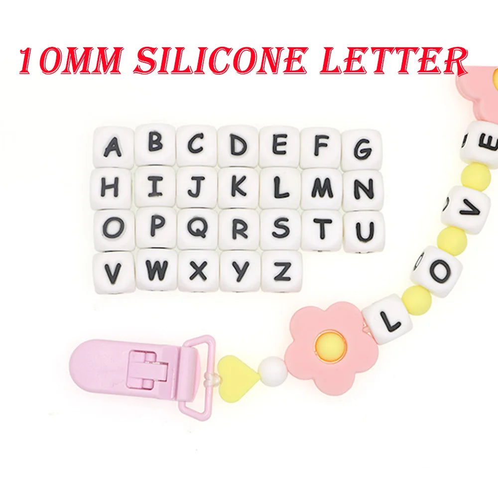 10mm Letter Silicone Beads Bulk Pack Bracelet Necklace DIY