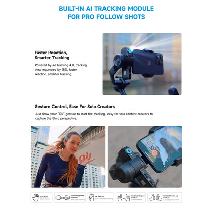 3-Axis AI Gimbal Stabilizer 2kg Payload Smartphone Camera