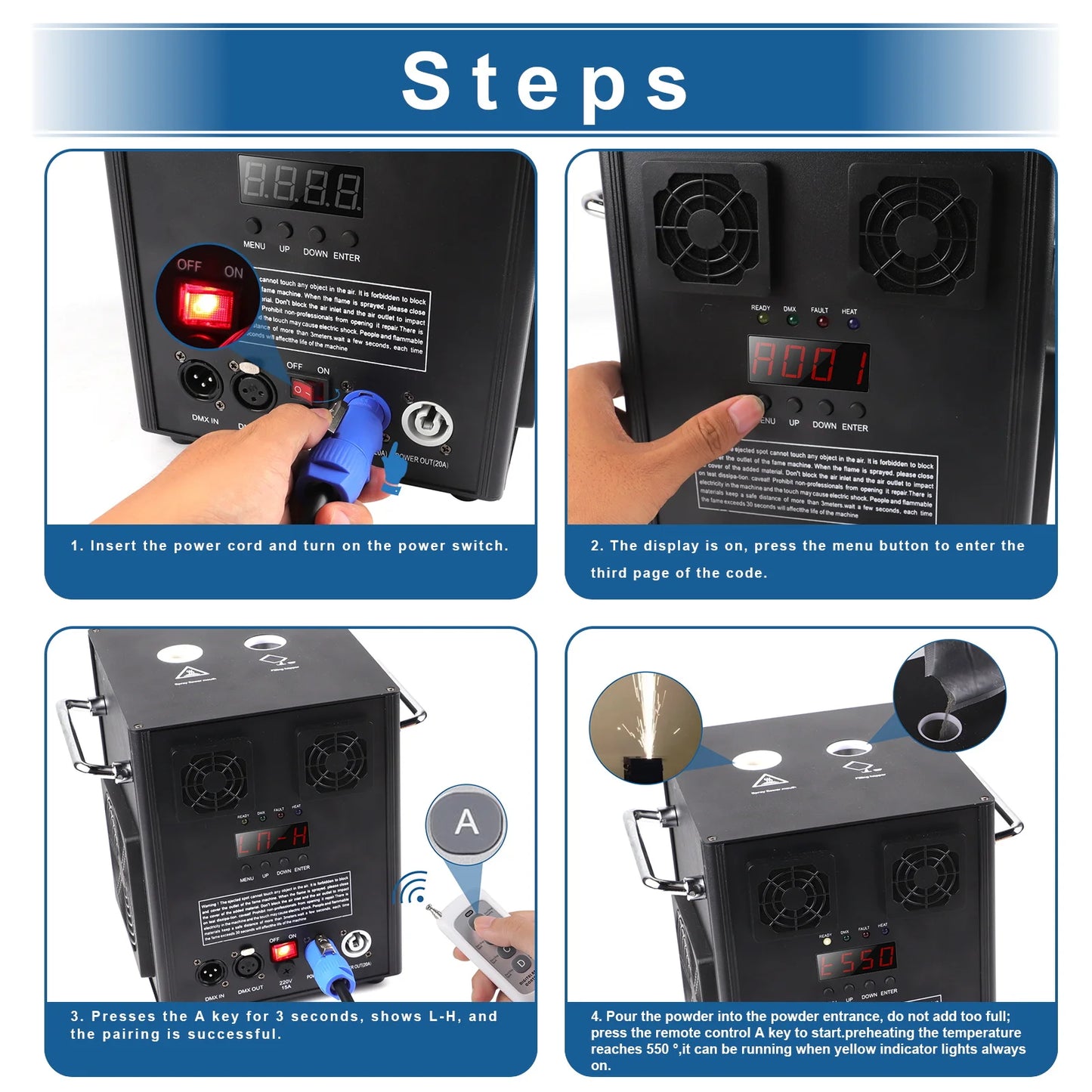 Wireless Cold Spark Firework Machine 700W Party Stage Effect