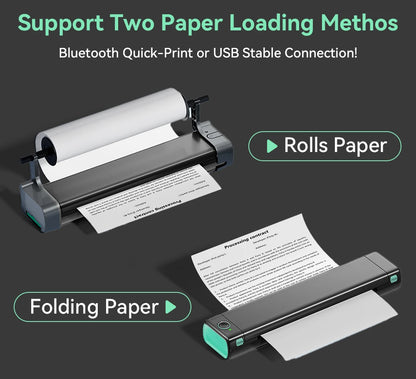 Wireless A4 Thermal Printer with Bluetooth for Travel & Office
