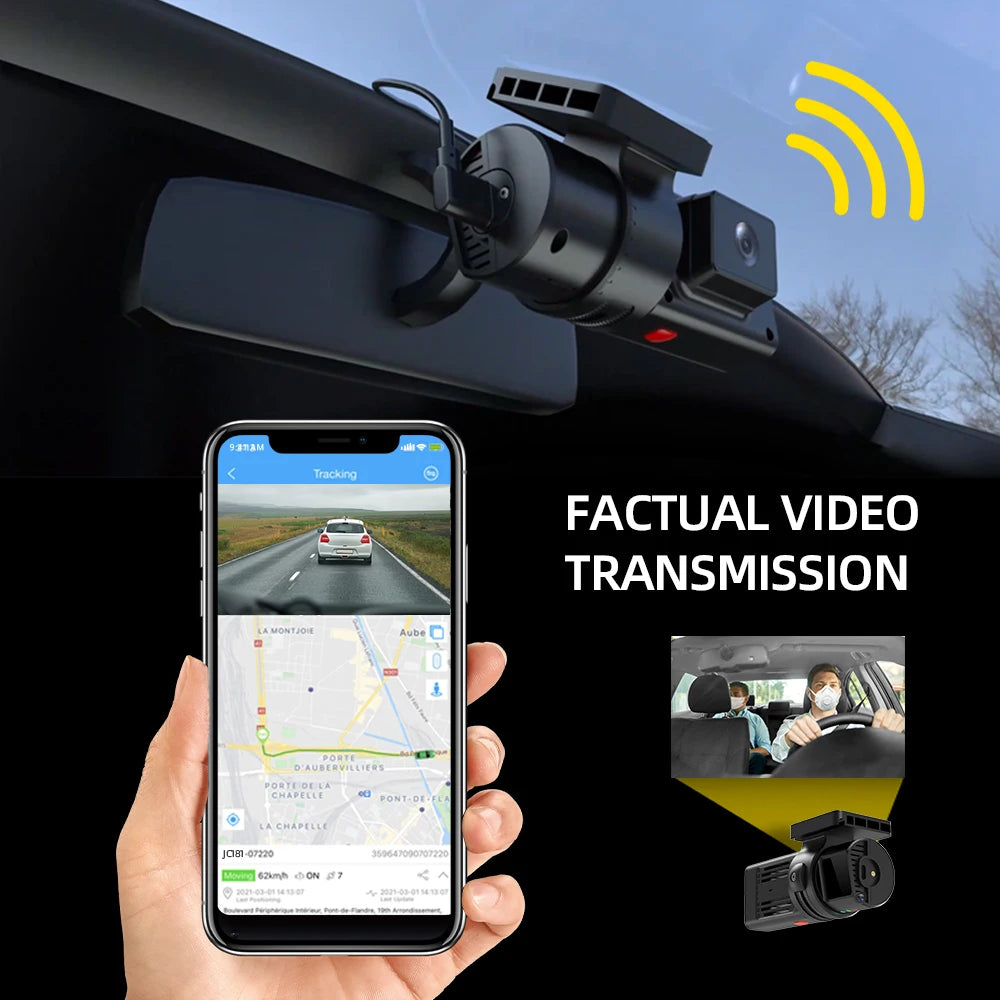 Rotatable Dual Lens Dash Cam with 4G Live Streaming