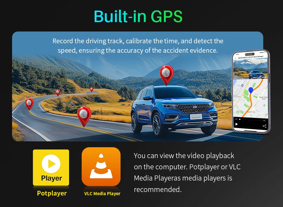 Front & Rear Car DVR with AI Color Night Vision