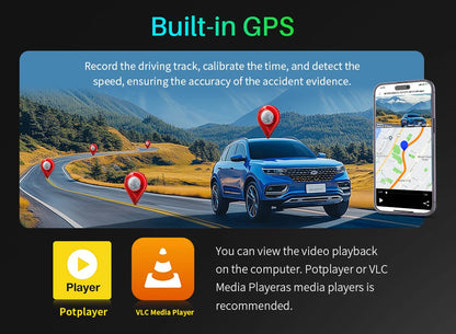 Front & Rear Car DVR with AI Color Night Vision
