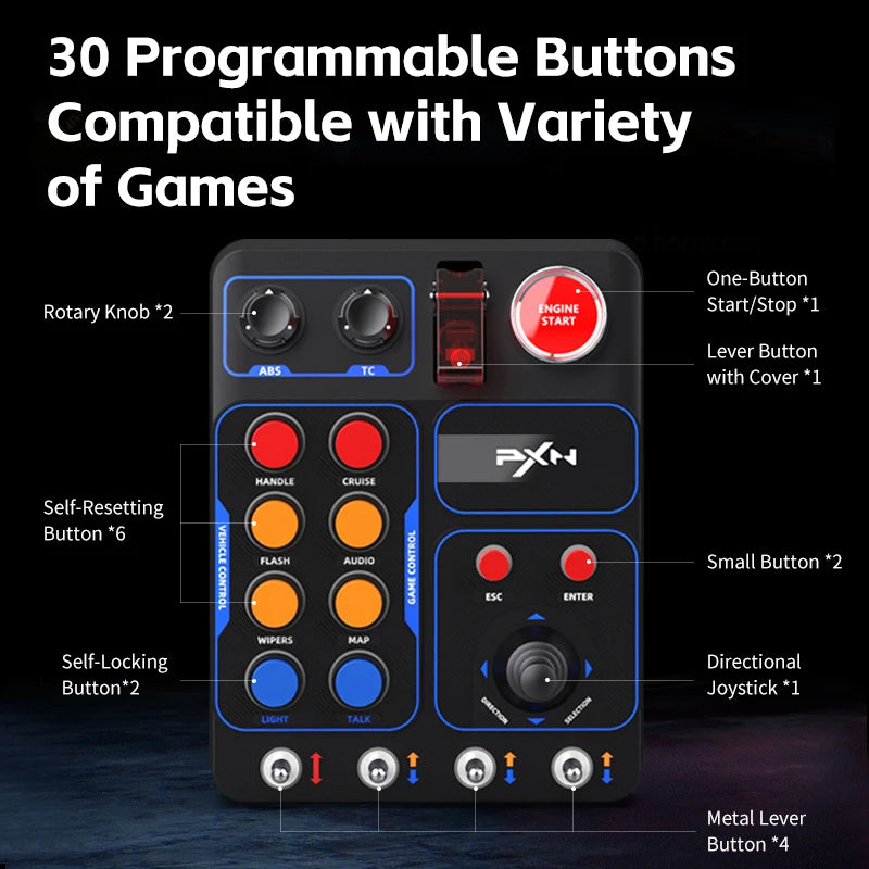 Simulator Racing Control Box with RGB Lighting for PC Games