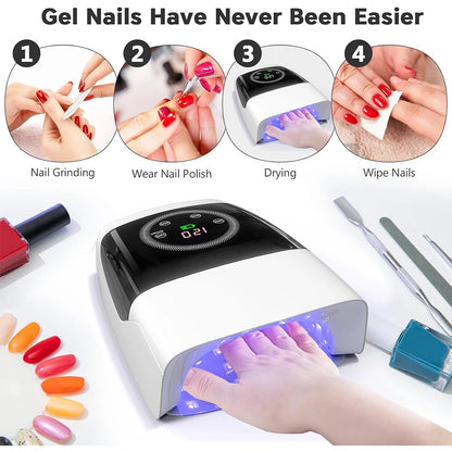 Portable White Hybrid UV LED Nail Lamp with Sensor