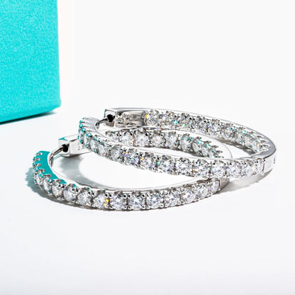 3mm Moissanite Hoop Earrings 5.6cttw Sterling Silver