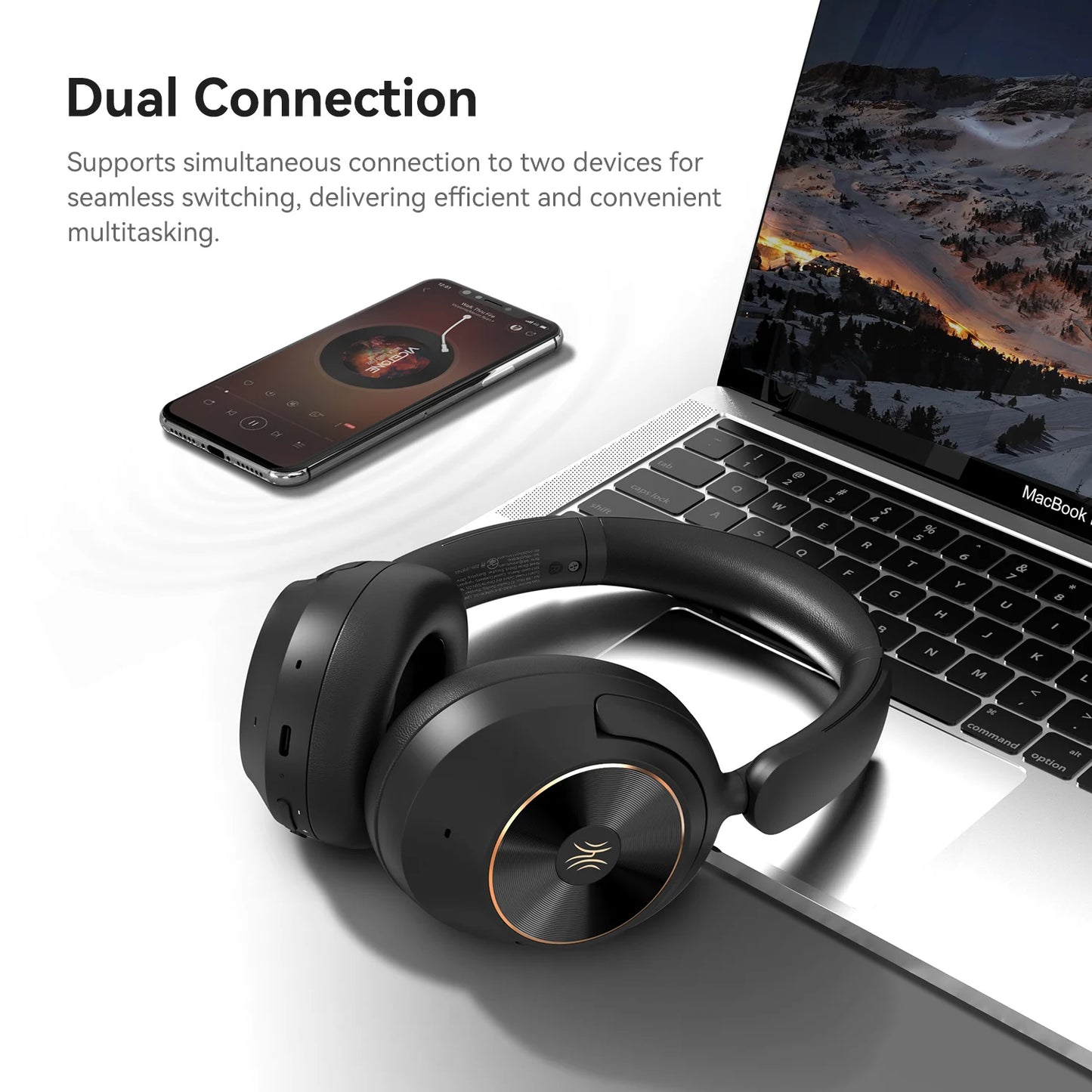 Black Wireless ANC Headphones Over-Ear Hi-Res LDAC