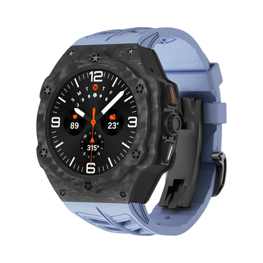 Carbon Fiber Protective Case Blue Strap 47mm Ultra