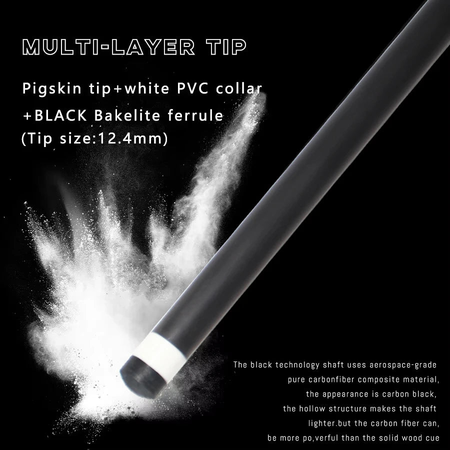 12.4mm Carbon Fiber Pool Cue Shaft Low Deflection