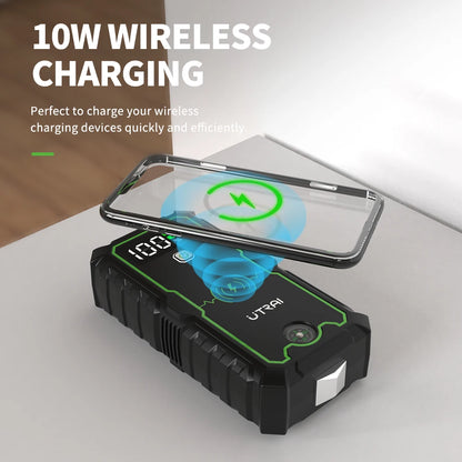 Portable 4000A Car Jump Starter 16000mAh Wireless Charging