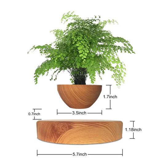 Magnetic Floating Bonsai Pot Burgundy Rotating Desk Planter