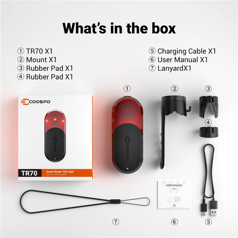 Smart Bike Taillight with Radar Brake Warning IP67