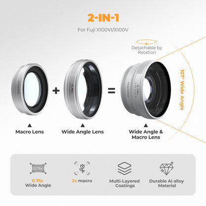 Compact 2in1 Macro Wide Lens X100 Cameras
