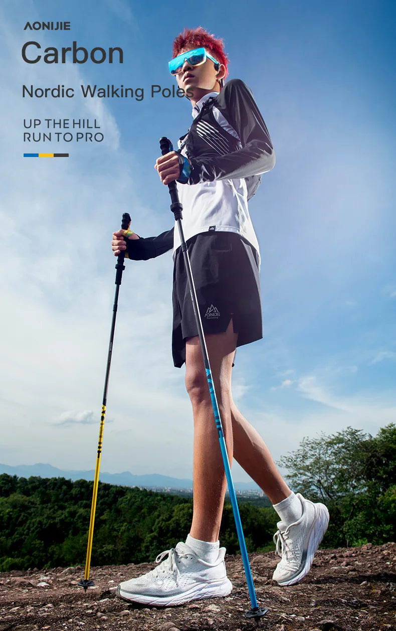 2PC Yellow Walking Sticks 120cm for Hiking & Trail Running