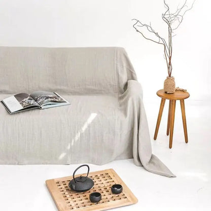 Premium Silver Linen Couch Cover Loveseat Furniture Protector
