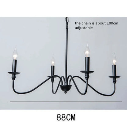 Retro Black 4 Light Chandelier Vintage Ceiling Lamp