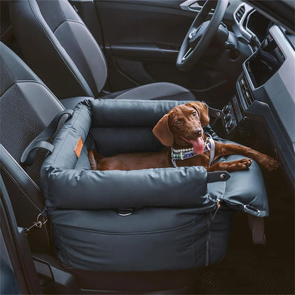 Beige Waterproof Dog Car Seat Travel Booster Bed