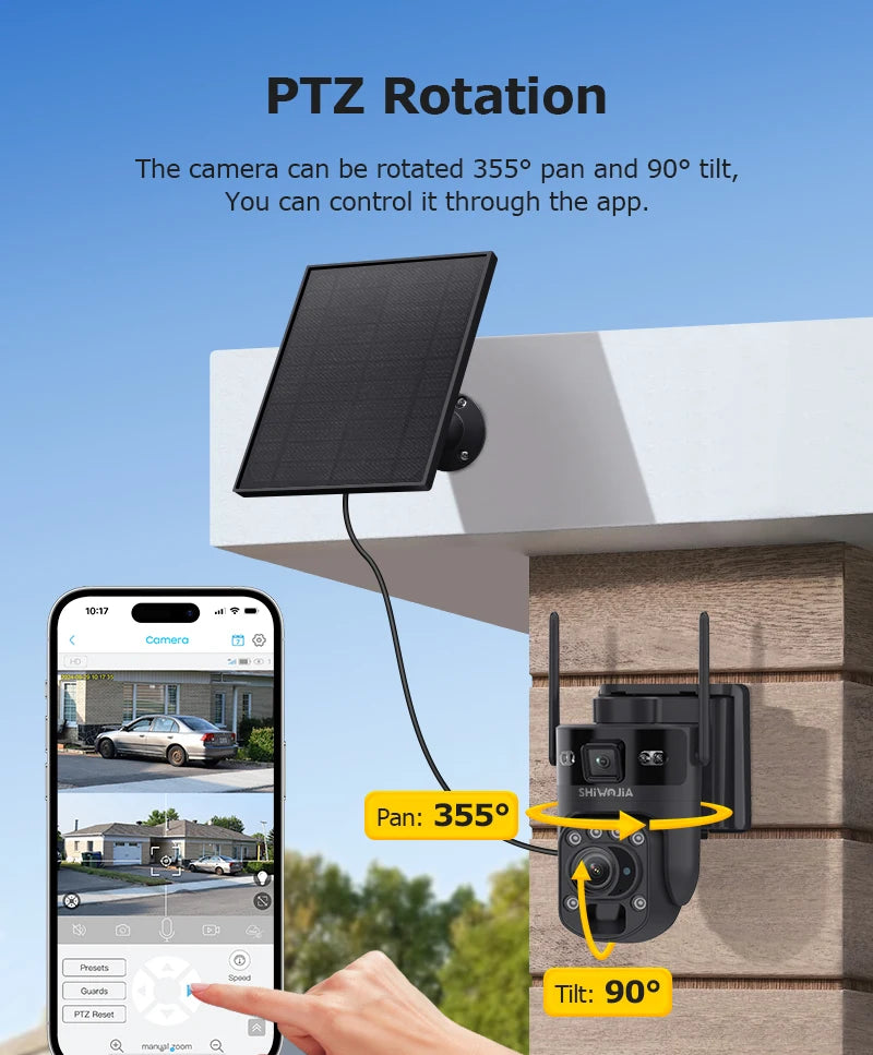 6K Solar Camera WiFi 128GB PTZ Motion Detection