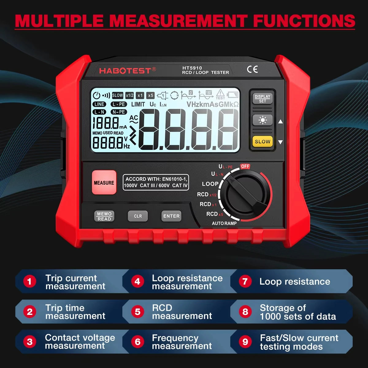 Digital Leakage Switch and Loop Tester with LCD Display