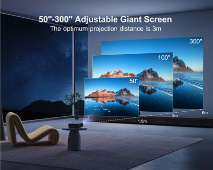 4K Support 1080p WiFi Bluetooth Projector with Auto Focus