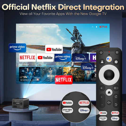 Portable 4K Smart Projector 52000 Lumens Wi-Fi 6