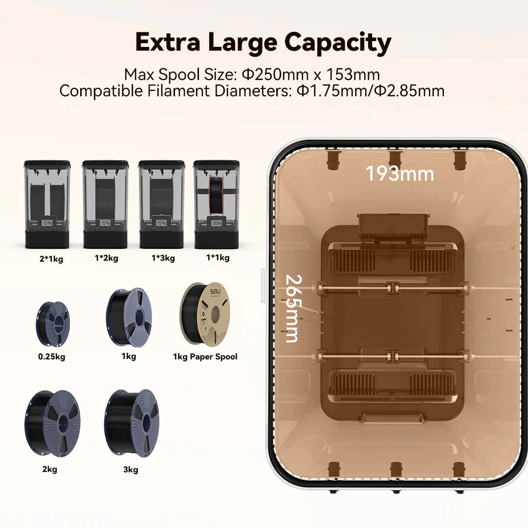 Smart 3D Filament Dryer with Dual Spool Storage