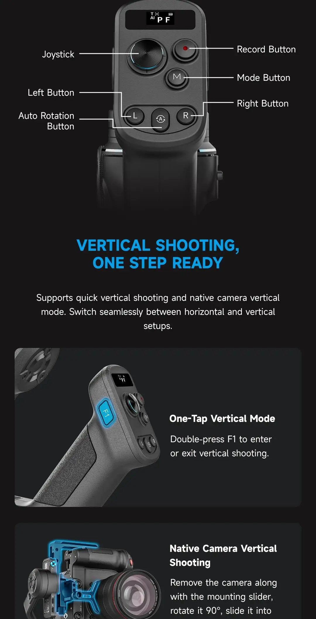 3.5kg Camera Gimbal Stabilizer with AI Tracking