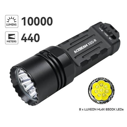 LUXEON HL4X Black Tactical LED Flashlight 8000 Lumens