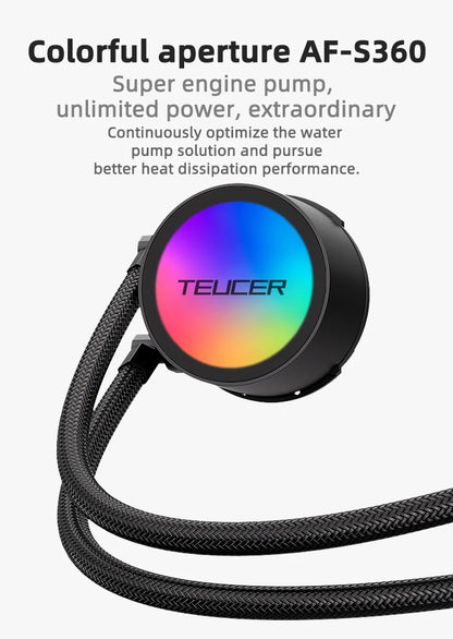 360mm RGB CPU Water Cooler All in One Black