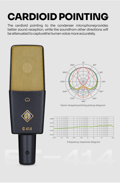 Professional XLR Condenser Microphone with 34mm Diaphragm