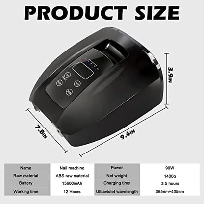 90W Rechargeable Cordless UV LED Nail Lamp