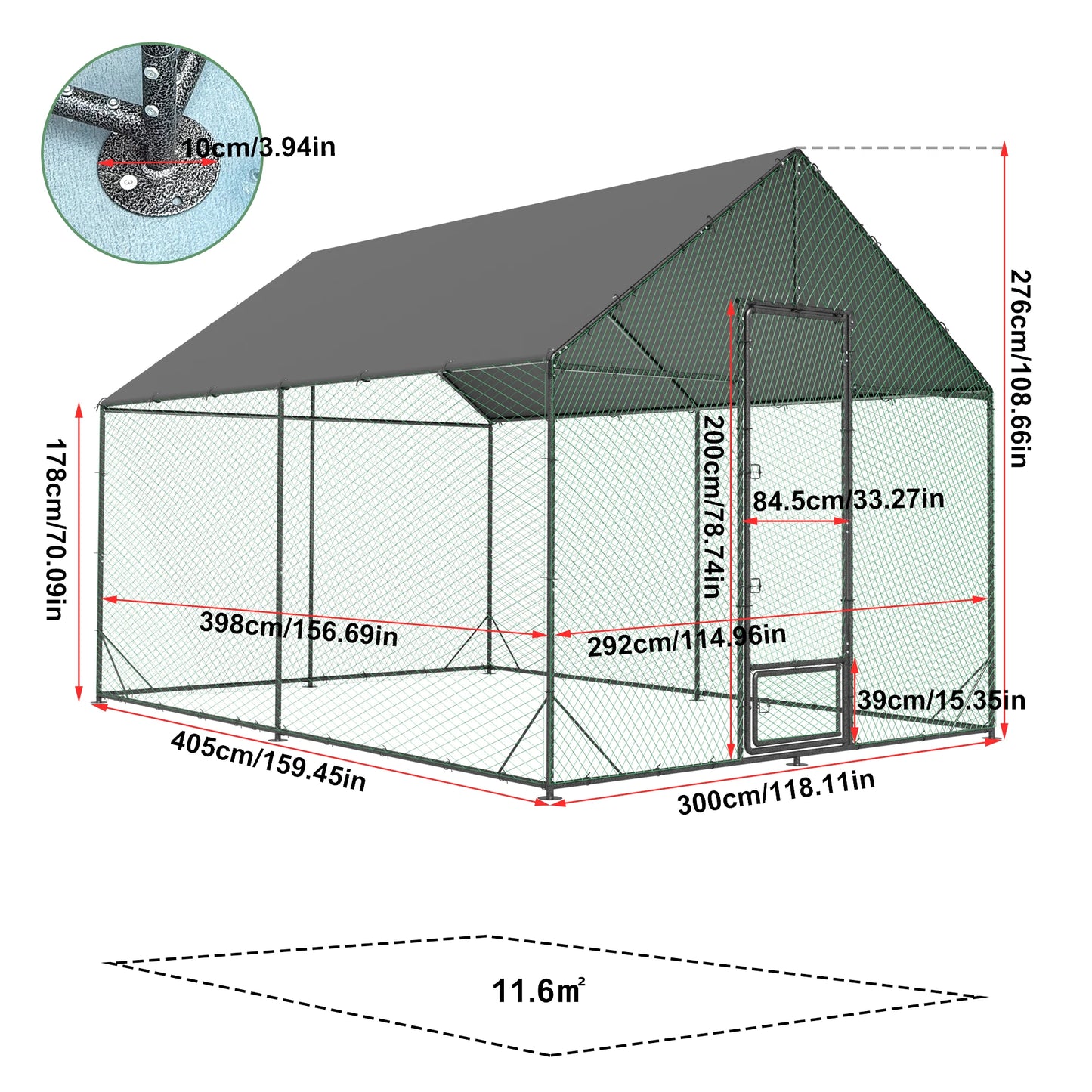 XL Outdoor Duck and Chicken Pen with Weatherproof Roof