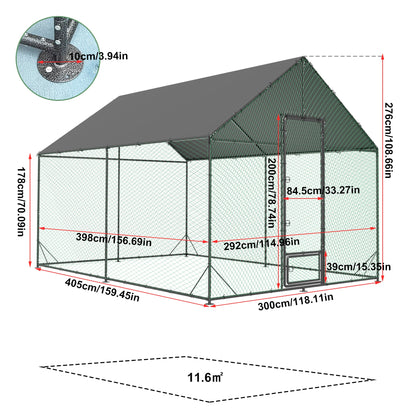XL Outdoor Duck and Chicken Pen with Weatherproof Roof