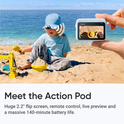 Tiny 4K Wearable Camera 128GB White Portable POV with Stabilization