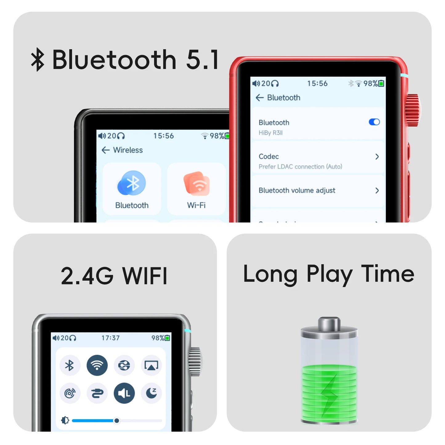 Silver Hi-Res Digital Music Player with Web Radio