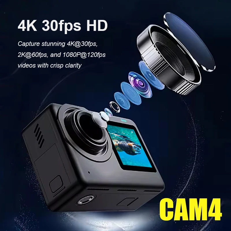 4K Waterproof Action Camera with 2.33" Touch Screen and WiFi
