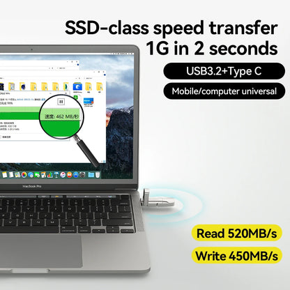 1TB High-Speed USB-C SSD Flash Drive 1000Mbps