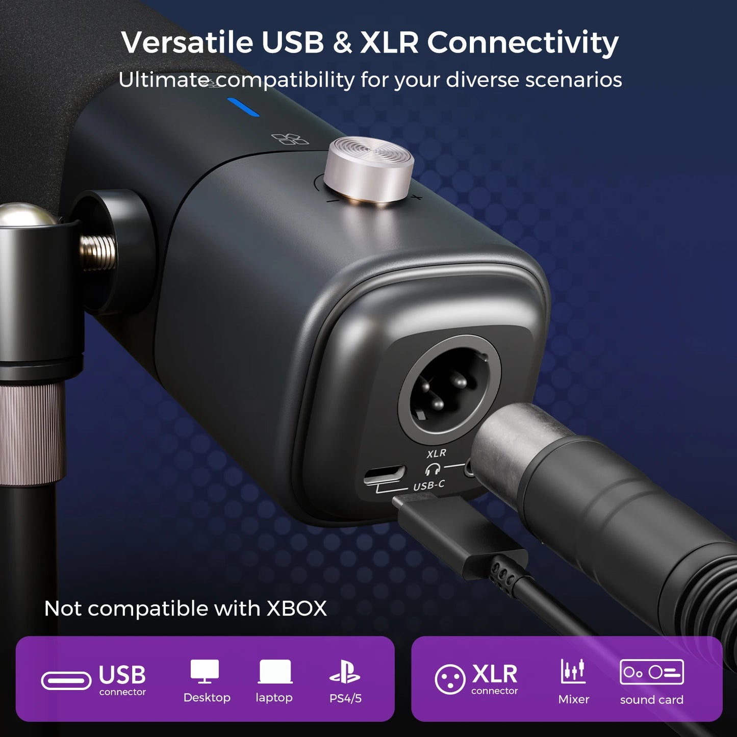 Dynamic XLR USB Microphone for Gaming and Streaming