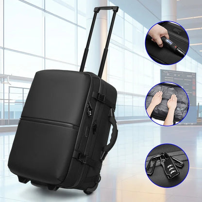 Wheeled Carry-On Business Backpack with Pump and Trolley Handle