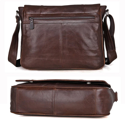Genuine Leather Messenger Bag Stylish Brown Crossbody