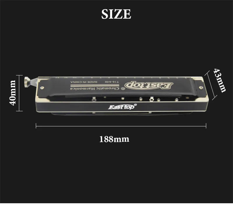 Professional 16-Hole Chromatic Harmonica 64 Tones C Key