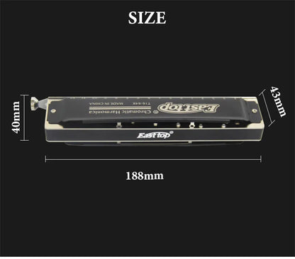 Professional 16-Hole Chromatic Harmonica 64 Tones C Key
