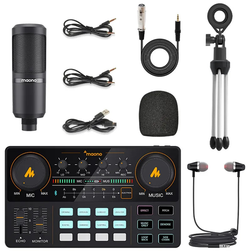 Audio Interface Podcast Mixer Kit with Microphone
