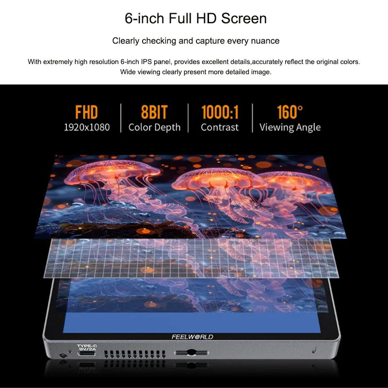 6 Inch 4K Camera Field Monitor 1200nit High Brightness