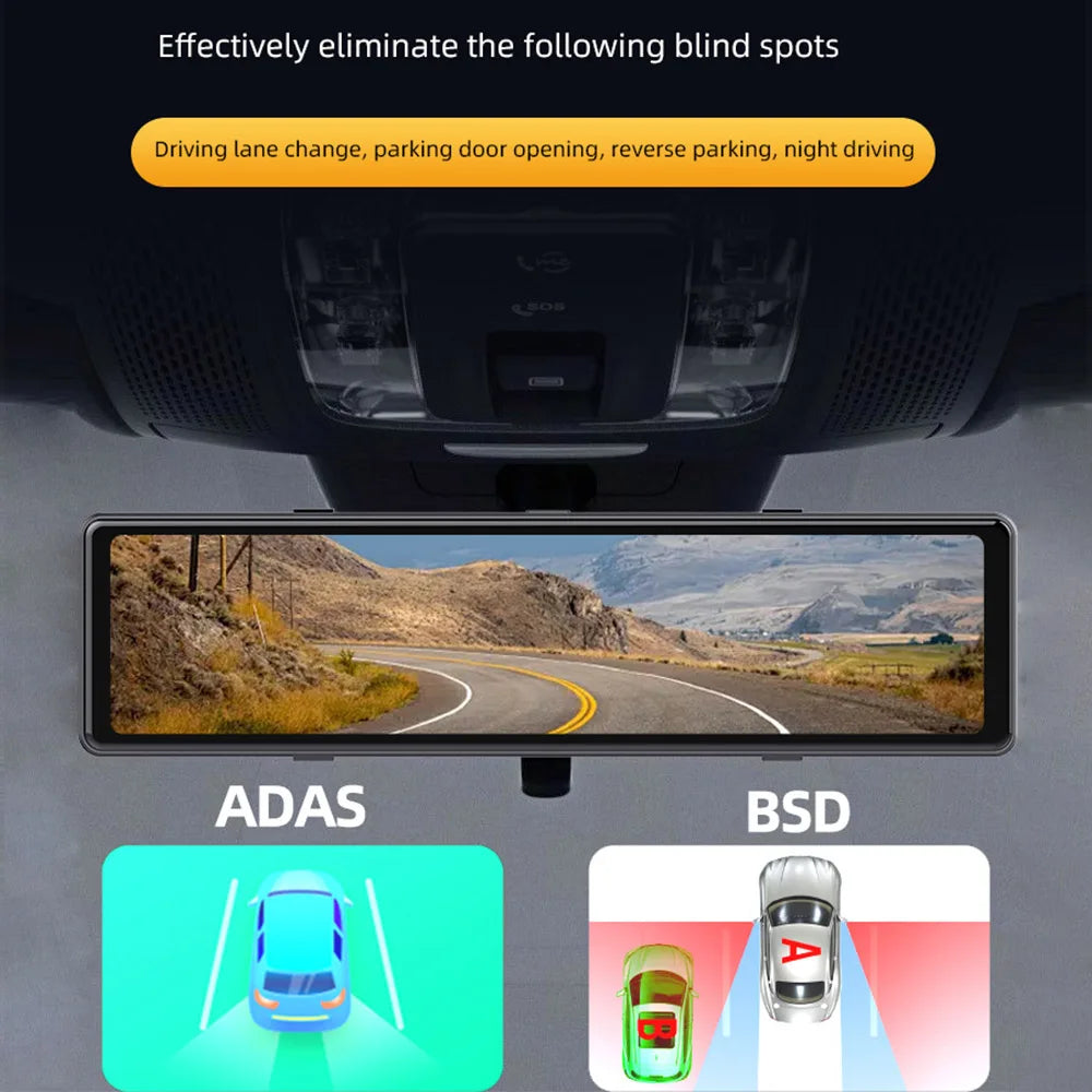 4K 4CH Mirror Dash Camera Parking Monitor 128GB