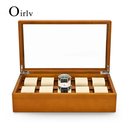 Solid Wood Watch Storage Display Box with Compartments
