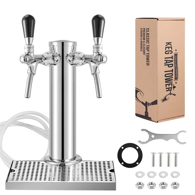 Dual Faucet Draft Beer Tower 3 Stainless Steel
